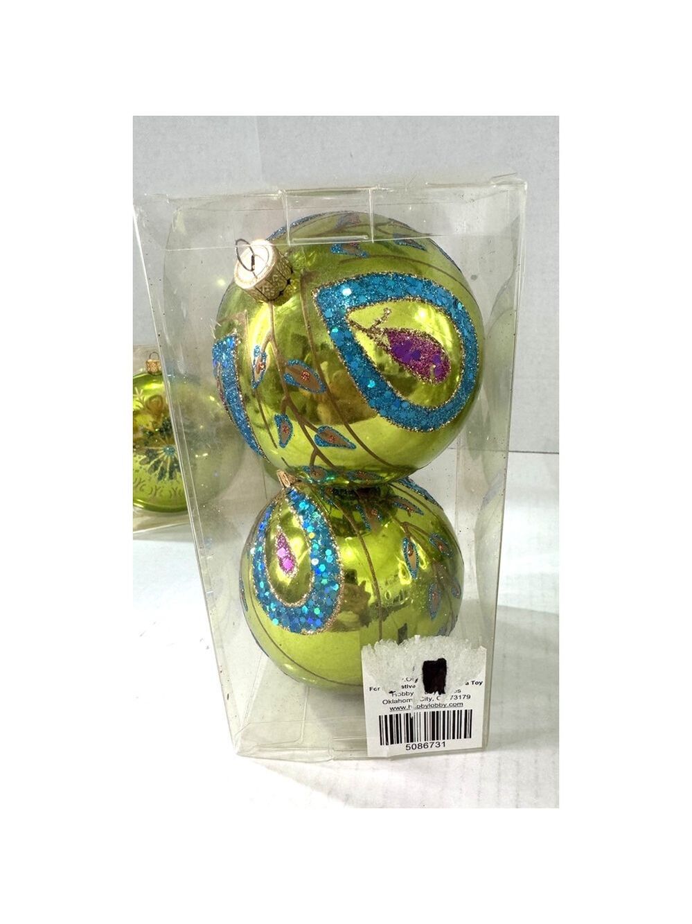Lot of 20 Hobby Lobby + Home Goods Glass Christmas Ornaments Green Gold Silver - Picture 8 of 13